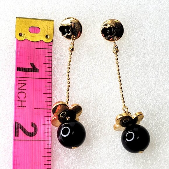 Black and Gold Drop Earrings - Picture 5 of 6